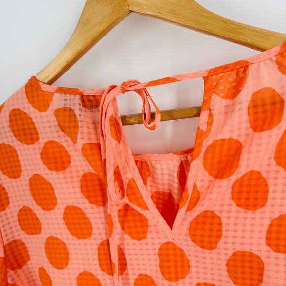 Who What Wear Pink Orange Polka Dot Blouse Fun Summer Top Size XXL - Picture 5 of 9